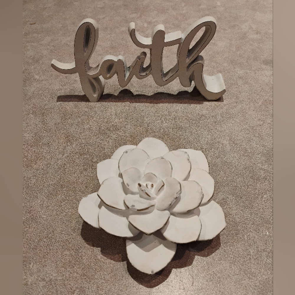 Ceramic Cursive Home Decor Blessed And Faith With 2 Birds And Flower